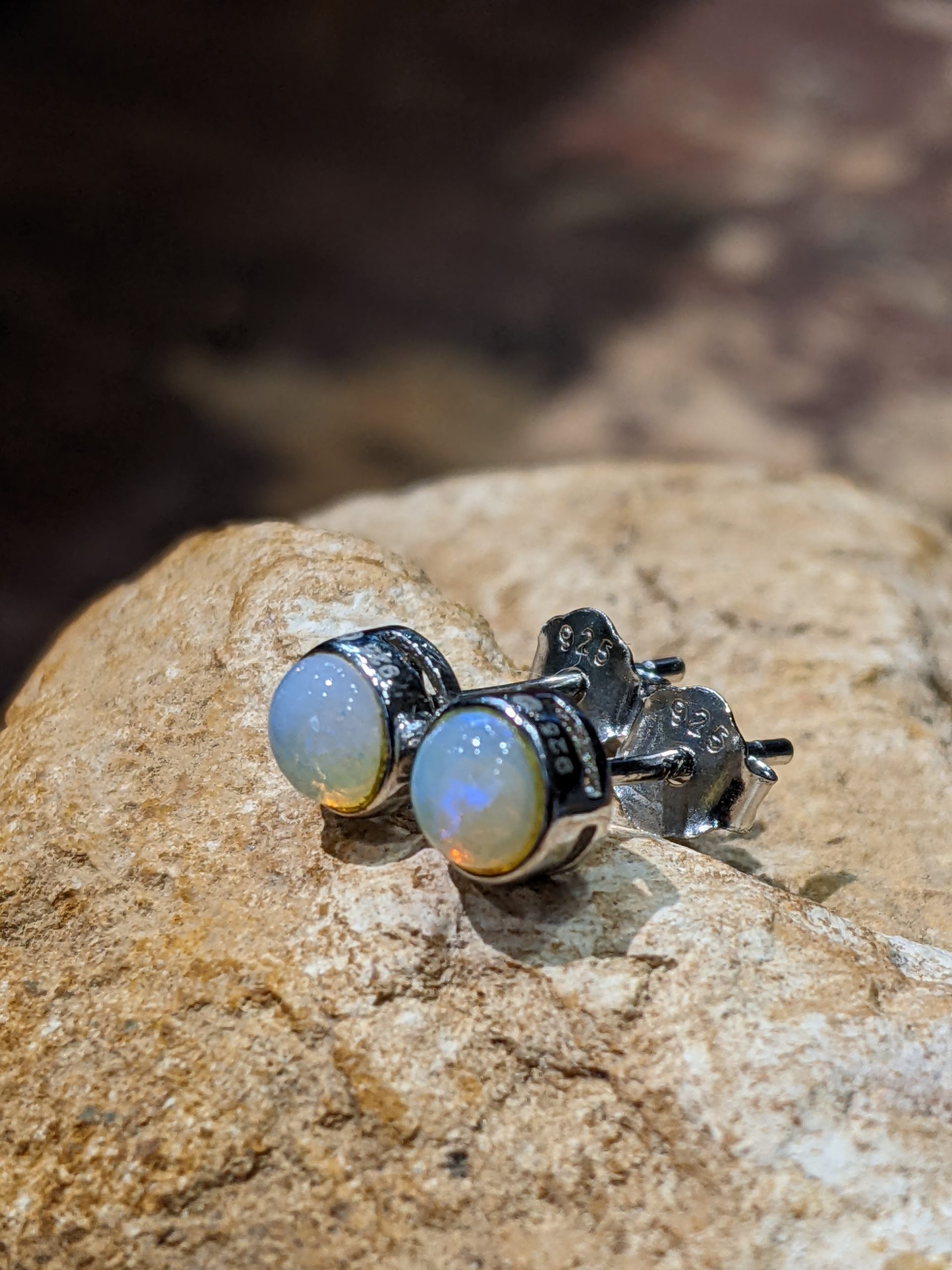 Silver and opal deals earrings